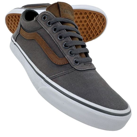 Vans Other - VANS Ward Grey/Brown Nubuck Leather Canvas Sneakers Men’s Size 9/Women’s Size 7.